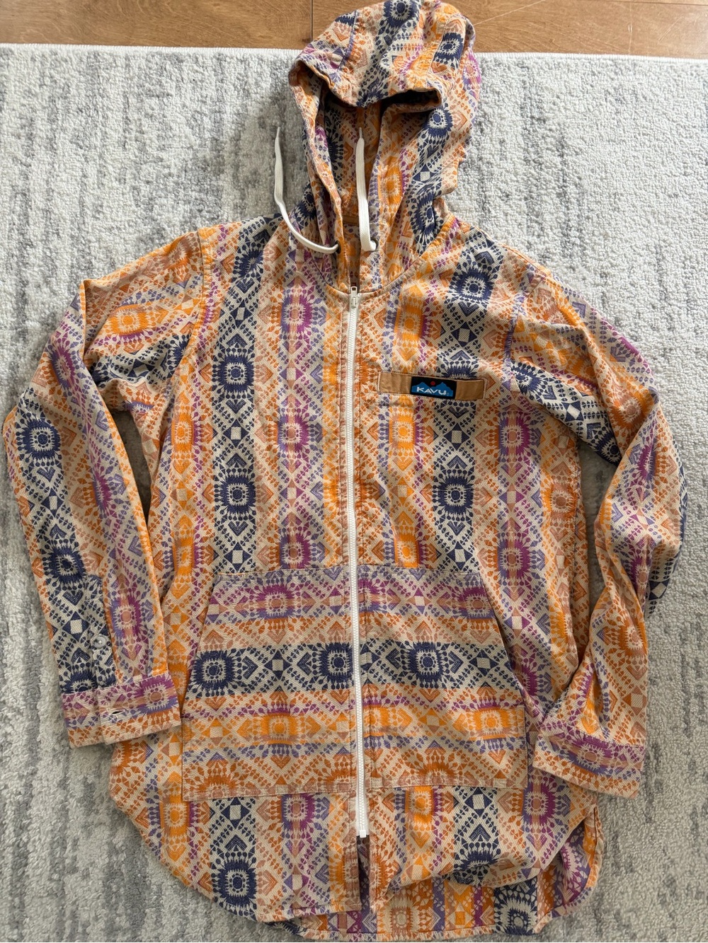 Kavu Women's Orange Patterned Hooded Jacket